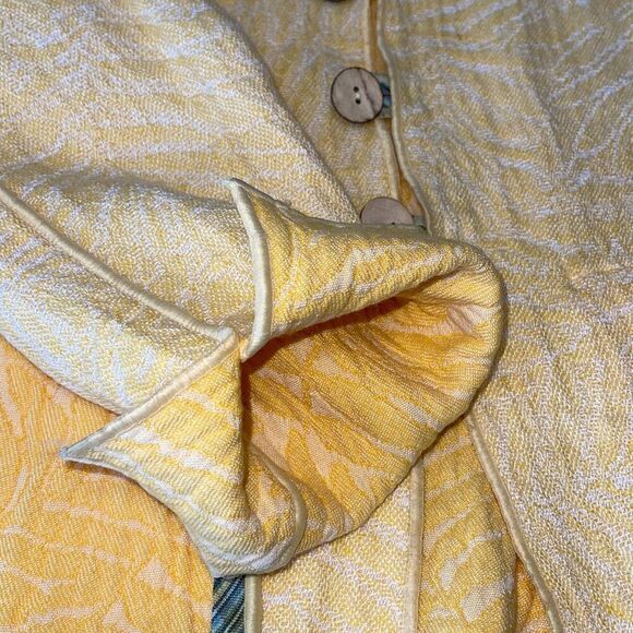 Vintage Womens Button Front Jacquard Reversible Jacket Yellow Large - Picture 6 of 8